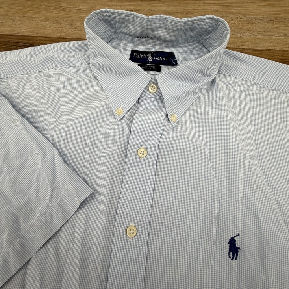 VTG Ralph Lauren Blake Gingham Button Shirt Men's XL Blue Classic Fit